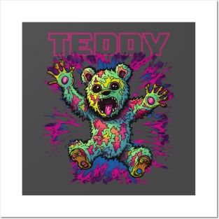 Teddy Bear Cool Techno Dancing Zombie Teddy Bear Posters and Art